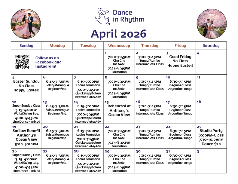 Class Calendar April 2026