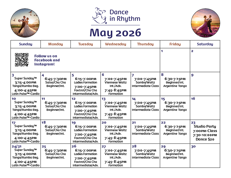 Class Calendar May 2026